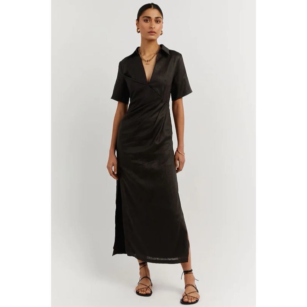 DISSH Billie Black Midi Linen Dress